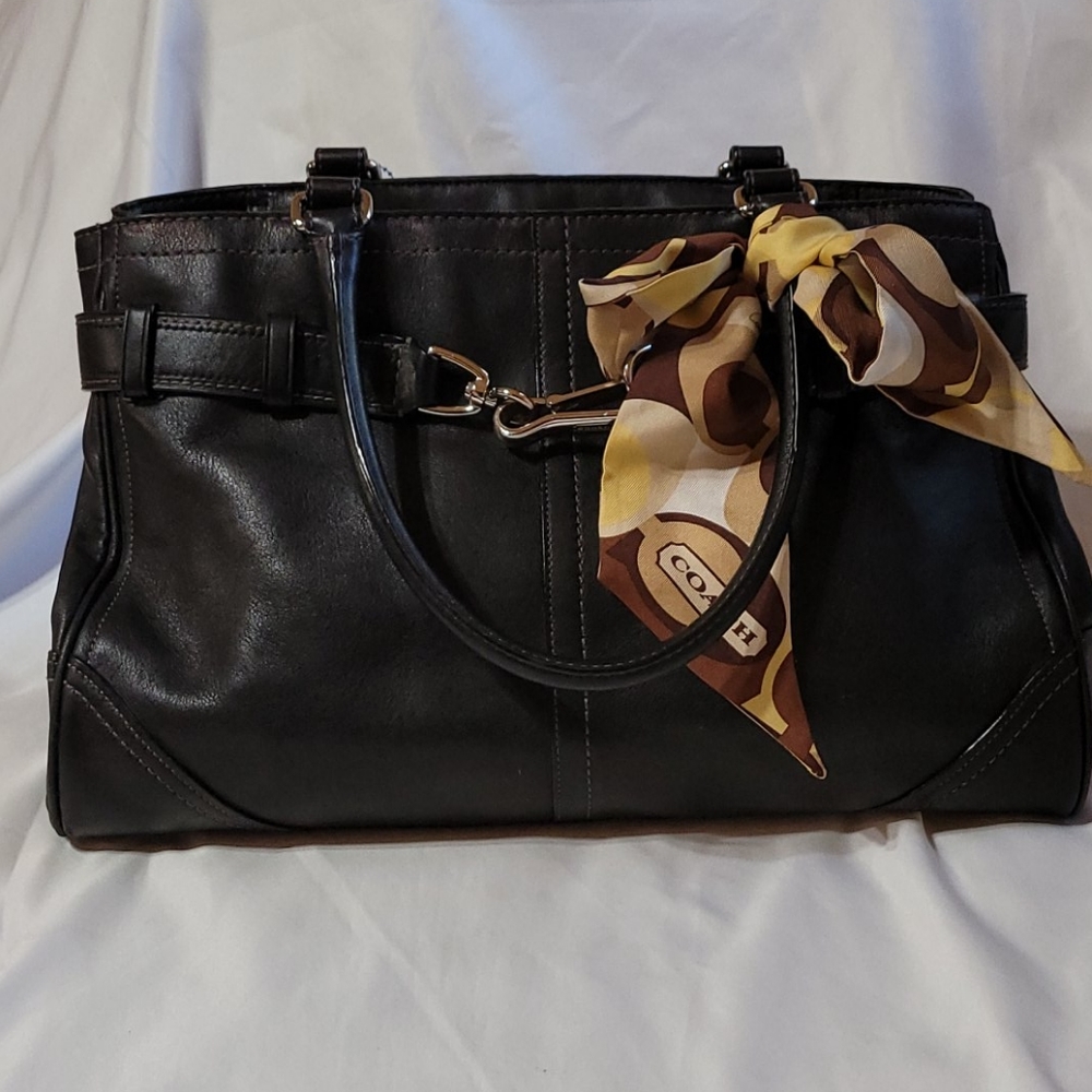 Coach Leather Hampton Satchel  with Purse Tie